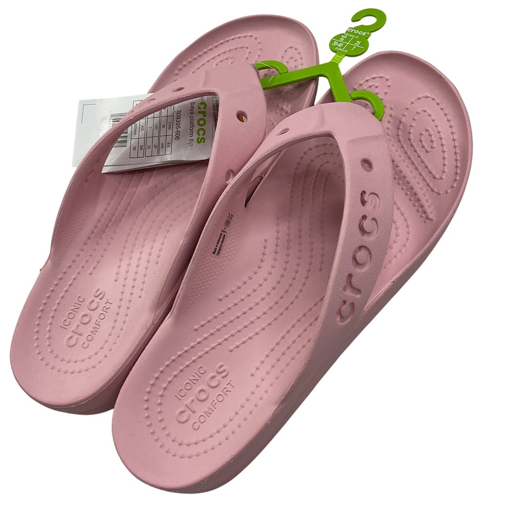 Crocs Baya Platform Flip Pink Women 9 Sandals 208395-606